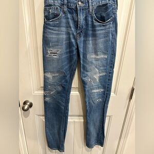 American Eagle Outfitters Slim Men’s Jeans - Medium Blue with Gold Stitching